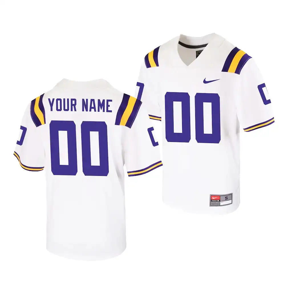 Youth LSU Tigers Custom #00 Game White NCAA Football Jersey